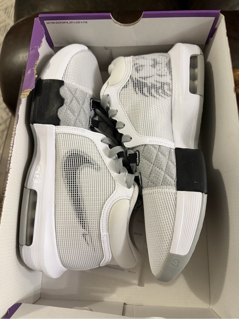 Men's White and Gray Mesh Lifestyle Sneakers with Black Accents